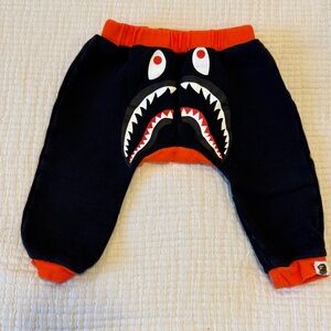 Shark Face Kids Joggers - Black and Red